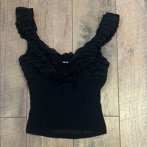 Elegant Black Ruffled Women's Top
